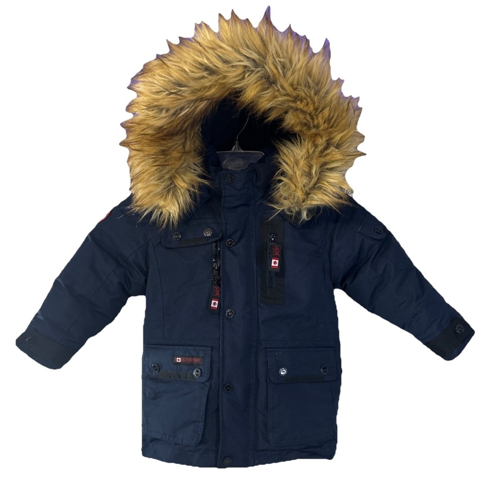 Canada Weather Gear Navy Kids 4T Winter Ski Snow Jacket Parka Faux Fur Hood